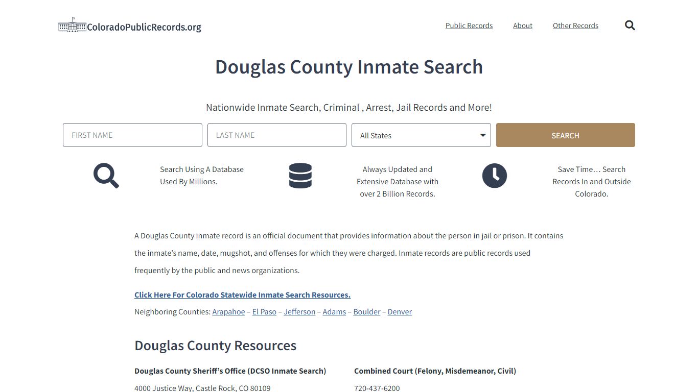 Douglas County Inmate Search - Current & Past DCSO CO Jail Records